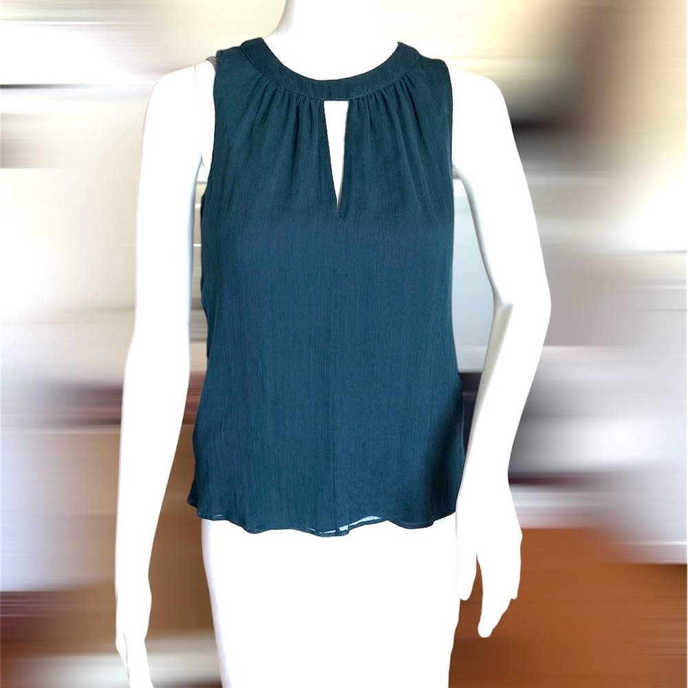 J. Crew Women’s Teal Silk Keyhole Front and Back Sleeveless Blouse Sz 00 Lined